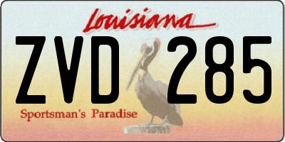 LA license plate ZVD285