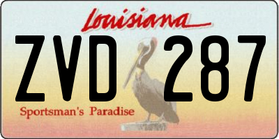 LA license plate ZVD287