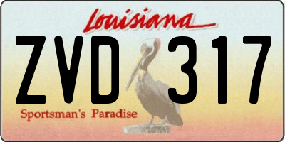 LA license plate ZVD317