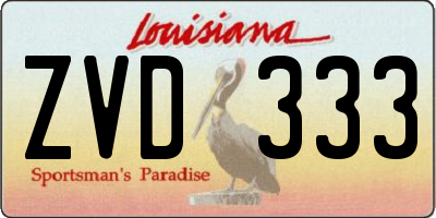 LA license plate ZVD333