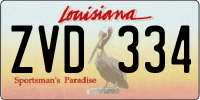 LA license plate ZVD334