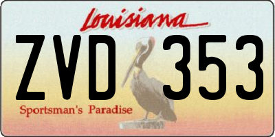 LA license plate ZVD353