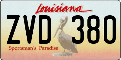 LA license plate ZVD380