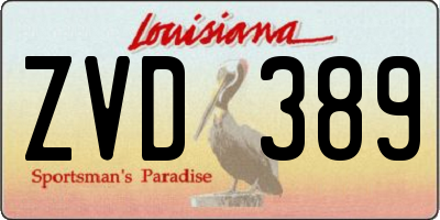 LA license plate ZVD389
