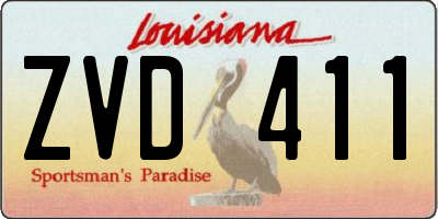 LA license plate ZVD411