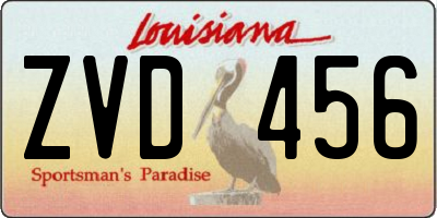 LA license plate ZVD456