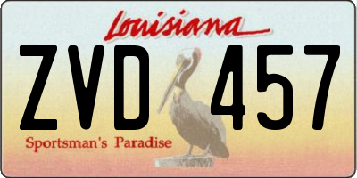 LA license plate ZVD457