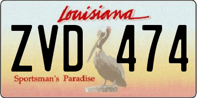 LA license plate ZVD474