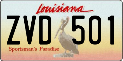 LA license plate ZVD501