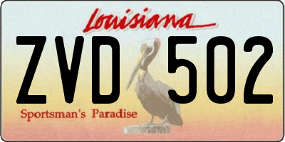 LA license plate ZVD502