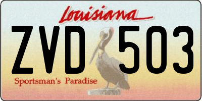 LA license plate ZVD503