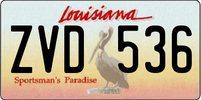 LA license plate ZVD536