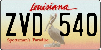 LA license plate ZVD540