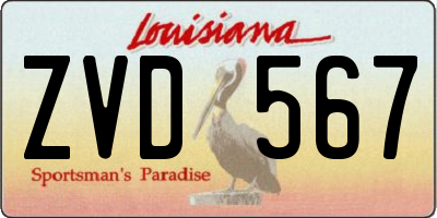 LA license plate ZVD567