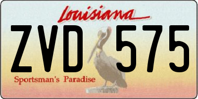 LA license plate ZVD575