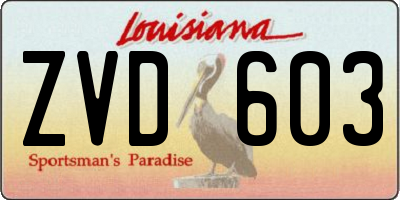 LA license plate ZVD603