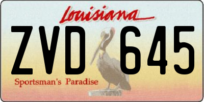 LA license plate ZVD645