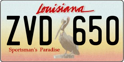 LA license plate ZVD650