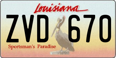 LA license plate ZVD670