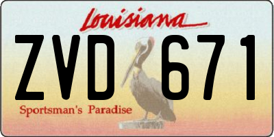 LA license plate ZVD671