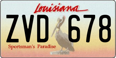LA license plate ZVD678