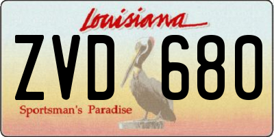 LA license plate ZVD680