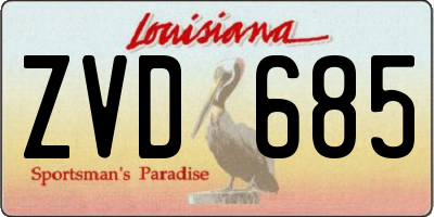 LA license plate ZVD685