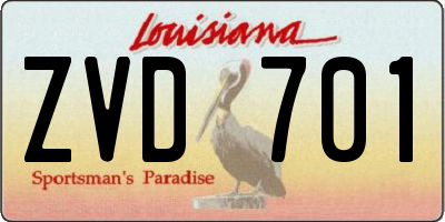 LA license plate ZVD701