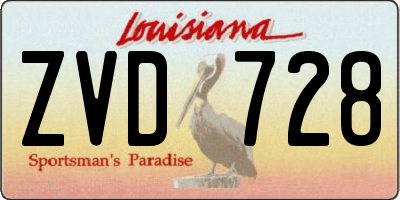 LA license plate ZVD728