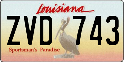 LA license plate ZVD743