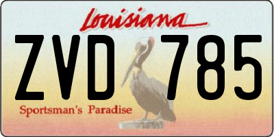 LA license plate ZVD785