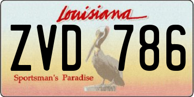 LA license plate ZVD786