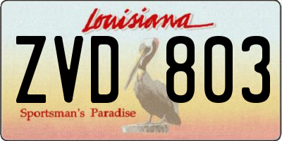 LA license plate ZVD803