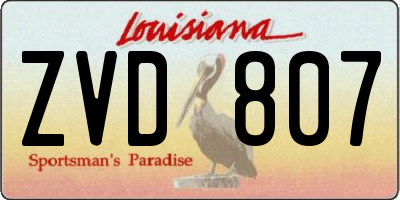 LA license plate ZVD807