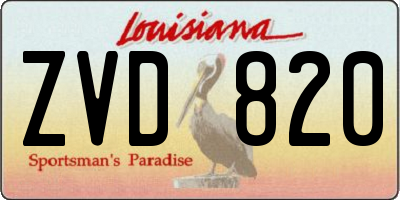 LA license plate ZVD820