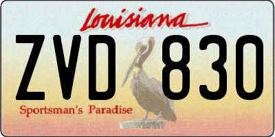 LA license plate ZVD830