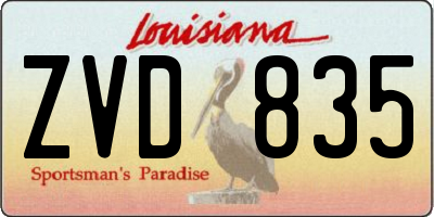 LA license plate ZVD835