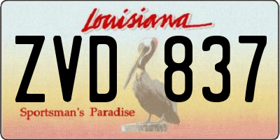 LA license plate ZVD837