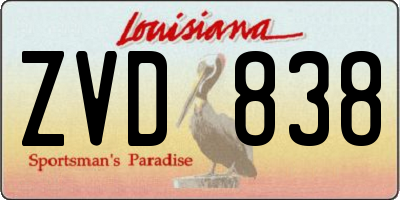 LA license plate ZVD838