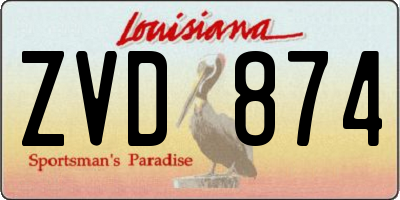 LA license plate ZVD874