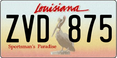 LA license plate ZVD875