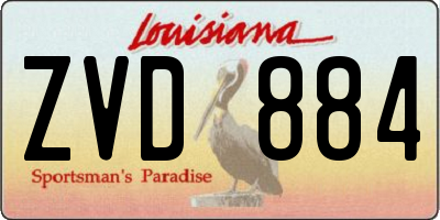 LA license plate ZVD884