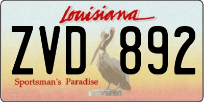 LA license plate ZVD892