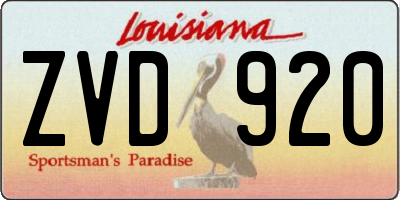 LA license plate ZVD920