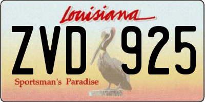 LA license plate ZVD925