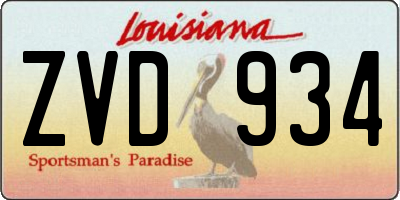 LA license plate ZVD934