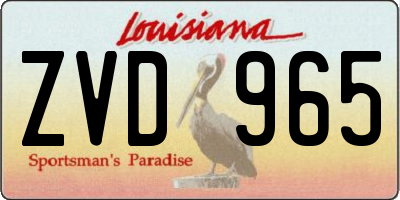 LA license plate ZVD965