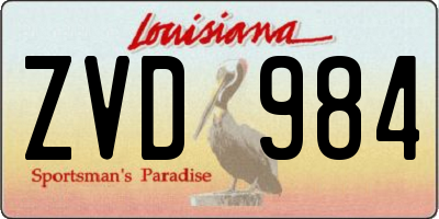 LA license plate ZVD984