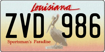 LA license plate ZVD986