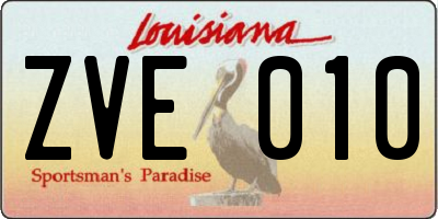 LA license plate ZVE010